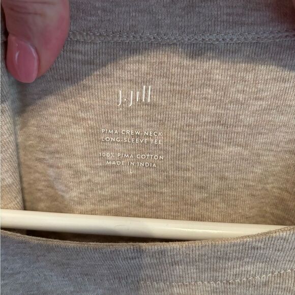 J Jill Pima Cotton Crew Neck Long Sleeve Tee in Beige size L - Picture 3 of 4